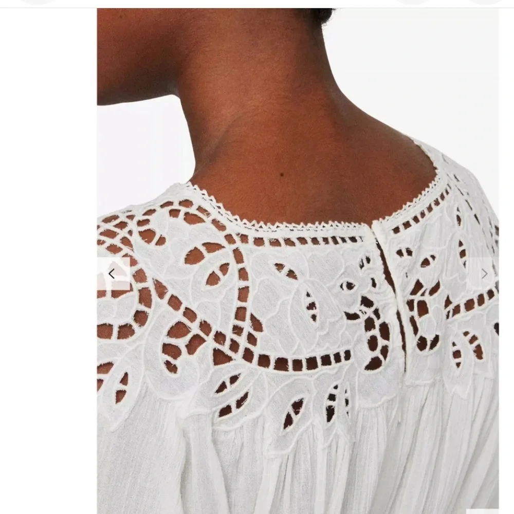 NWT $228 ALLSAINTS | Lisa white cotton eyelet lace bride tie mini dress size XS